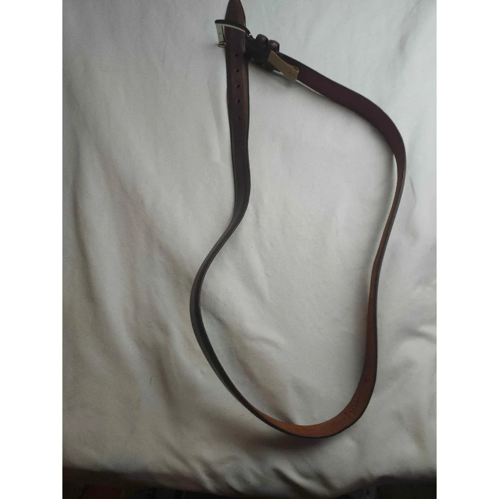 Brown Leather Classic Dress Belt Silver Buckle Made in India G13 Size 34-36